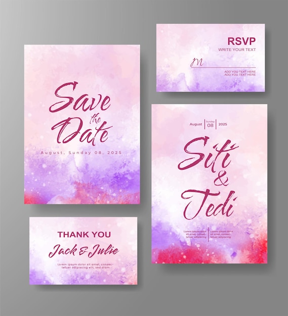 Wedding invitation with abstract watercolor background