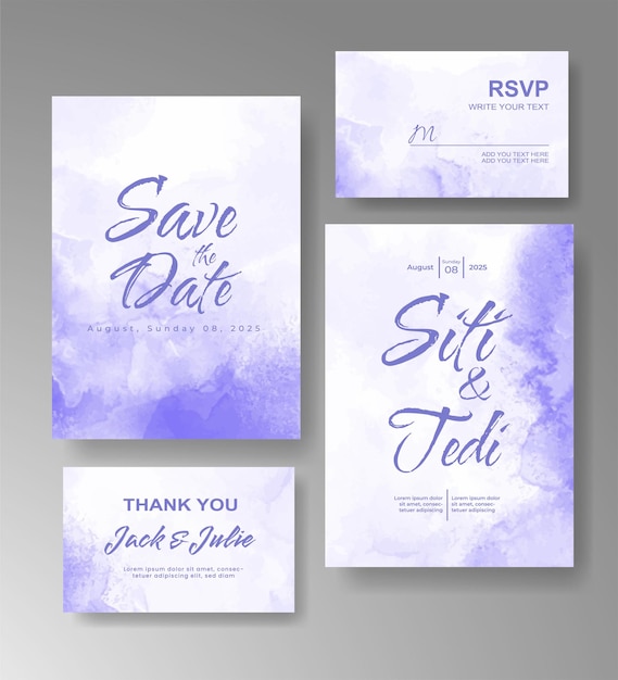 Wedding invitation with abstract watercolor background