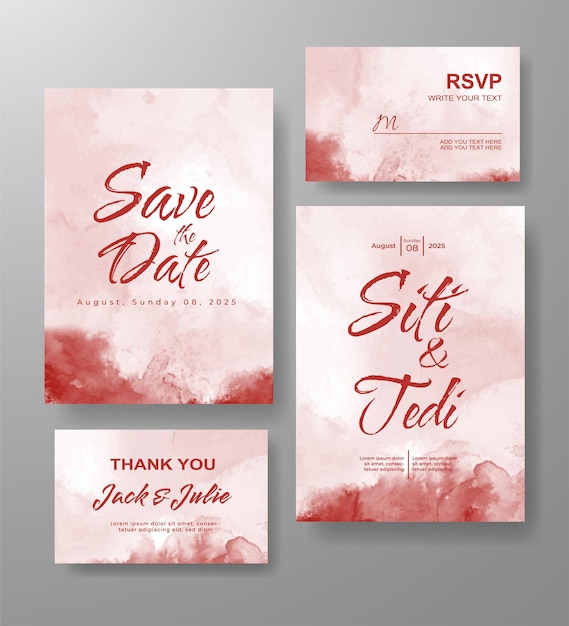 Wedding invitation with abstract watercolor background