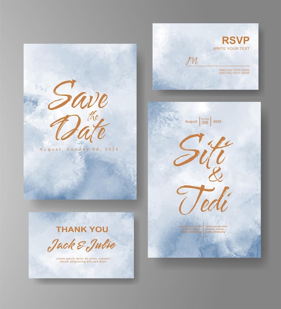 Wedding invitation with abstract watercolor background