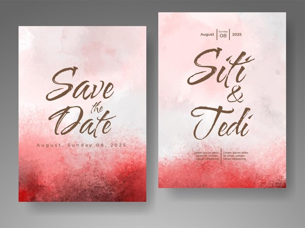 Vector wedding invitation with abstract watercolor background