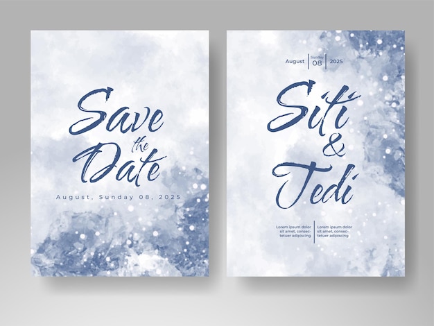 Vector wedding invitation with abstract watercolor background