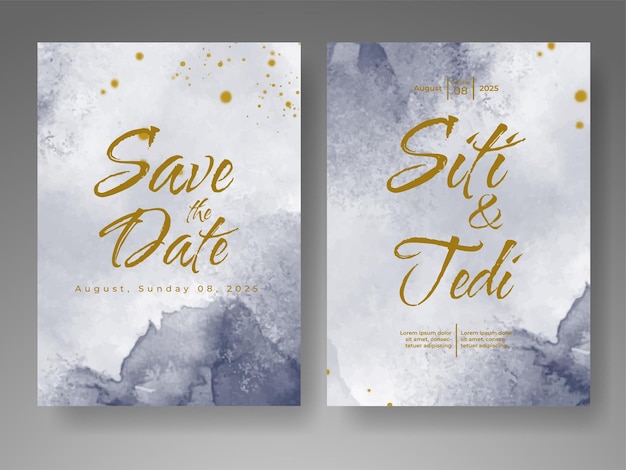 Wedding invitation with abstract watercolor background