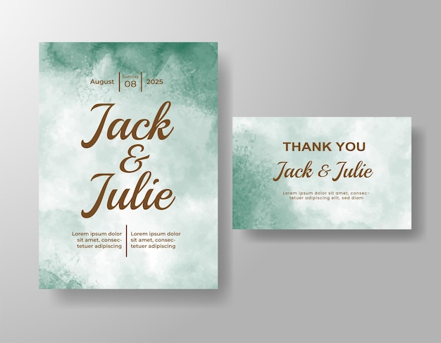 Vector wedding invitation with abstract watercolor background