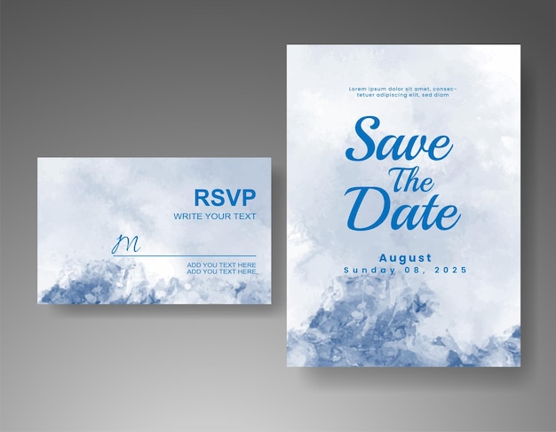 Vector wedding invitation with abstract watercolor background