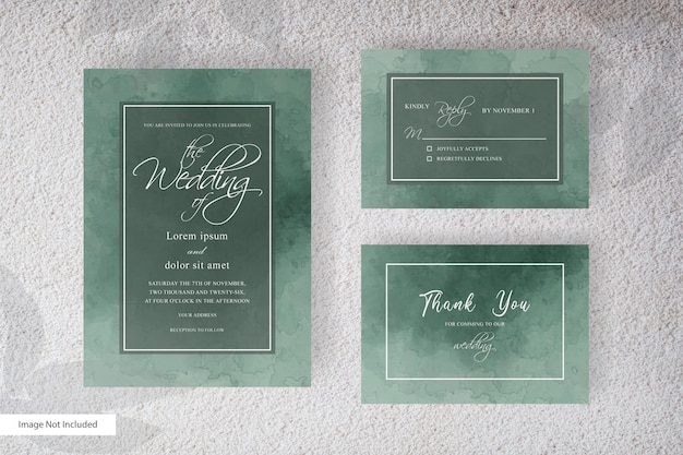 Wedding invitation with abstract watercolor splash