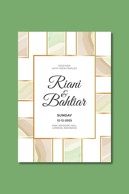 Wedding invitation with abstract watercolor