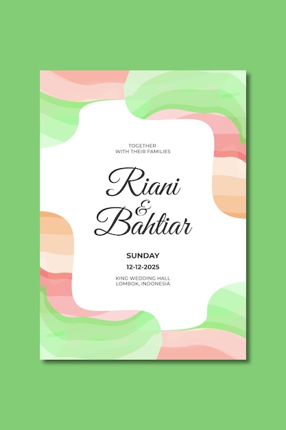 Wedding invitation with abstract watercolor