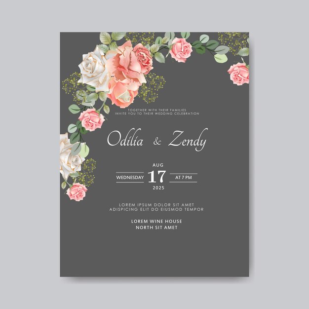 wedding invitation with beautiful and elegant floral