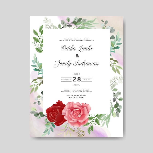 Wedding invitation with beautiful floral themes