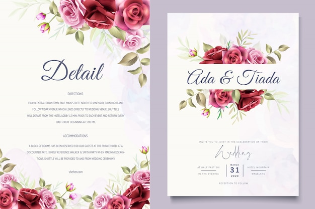 Wedding invitation with beautiful floral