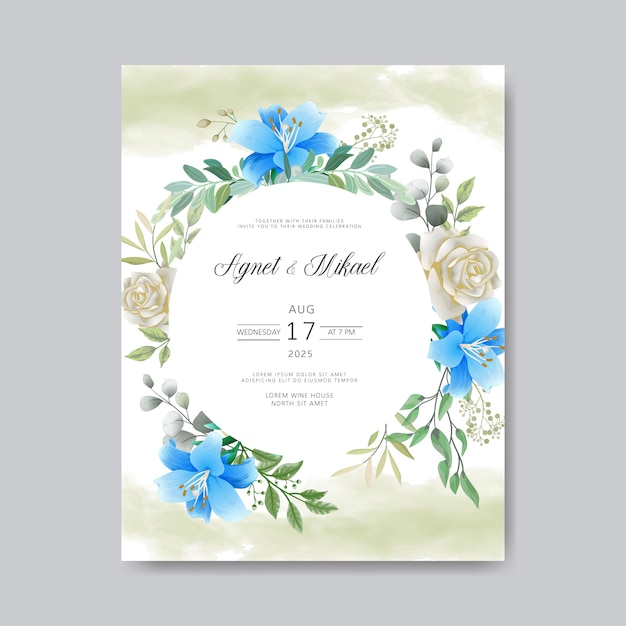 Wedding invitation with beautiful and romantic flowers