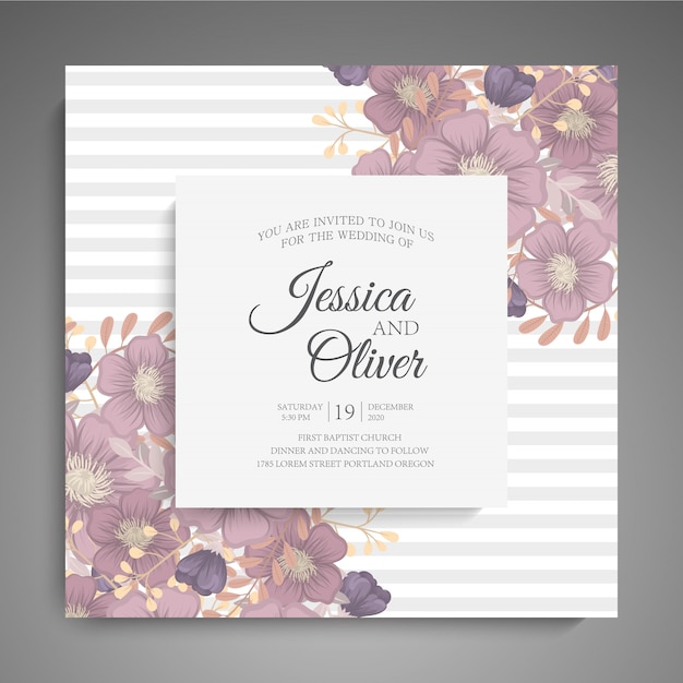 Wedding invitation with colorful flower.