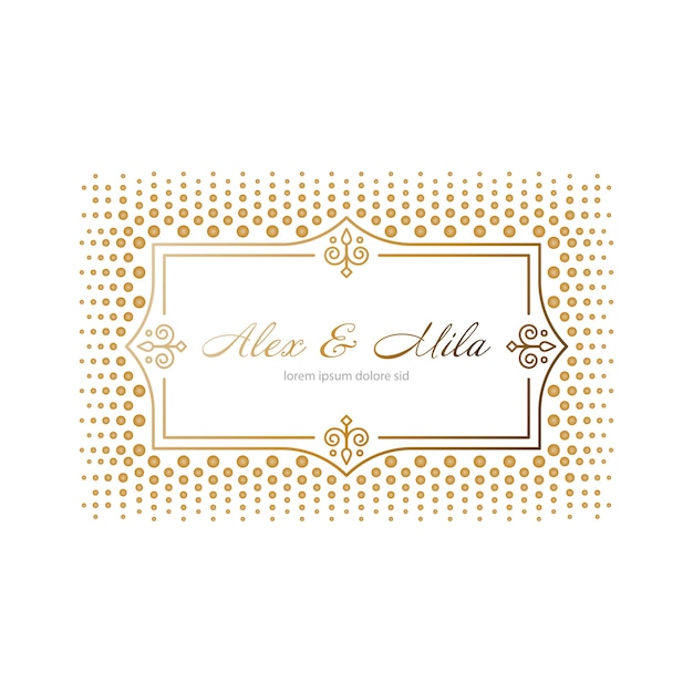 Wedding invitation with dotted frame