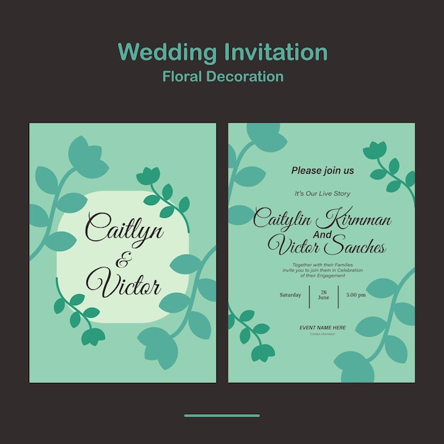 Wedding invitation with floral decoration in pastel color save the date