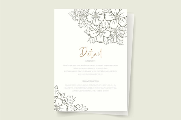 Wedding invitation with floral outline