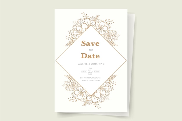 Wedding invitation with floral outline