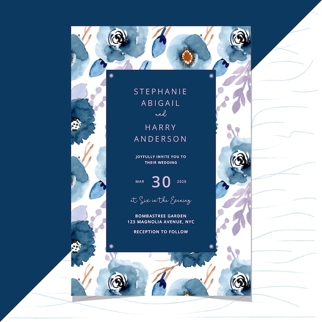 Wedding invitation with floral pattern background