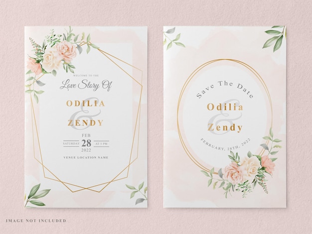 Wedding invitation with floral watercolor design