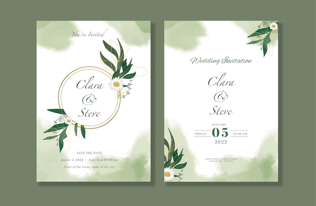 Wedding invitation with flower watercolor