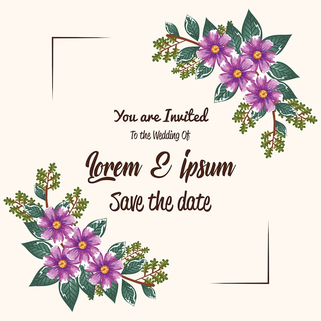 Wedding invitation with flowers