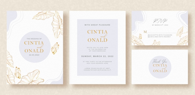 Vector wedding invitation with grey floral art