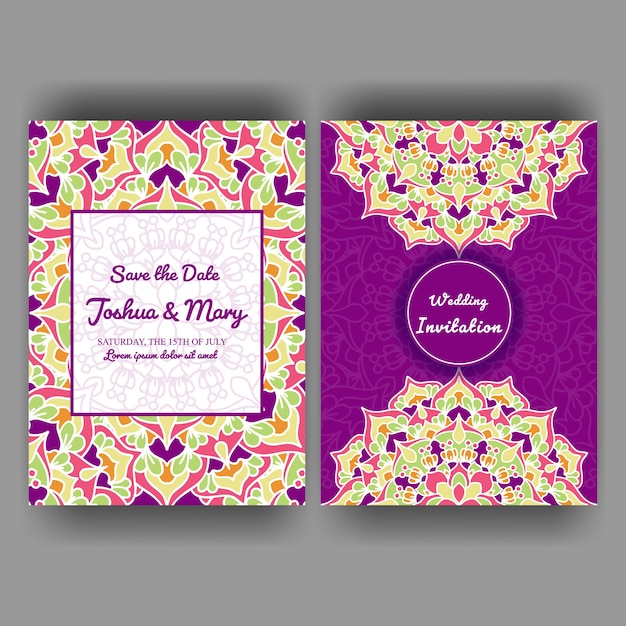 Wedding invitation with mandala ornament