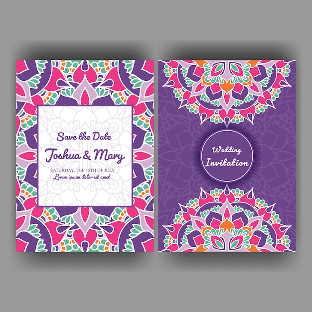 Wedding invitation with mandala ornament