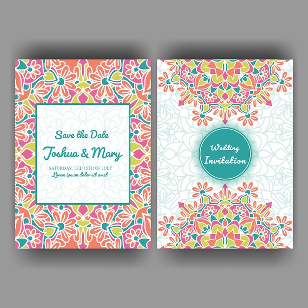 Vector wedding invitation with mandala ornament