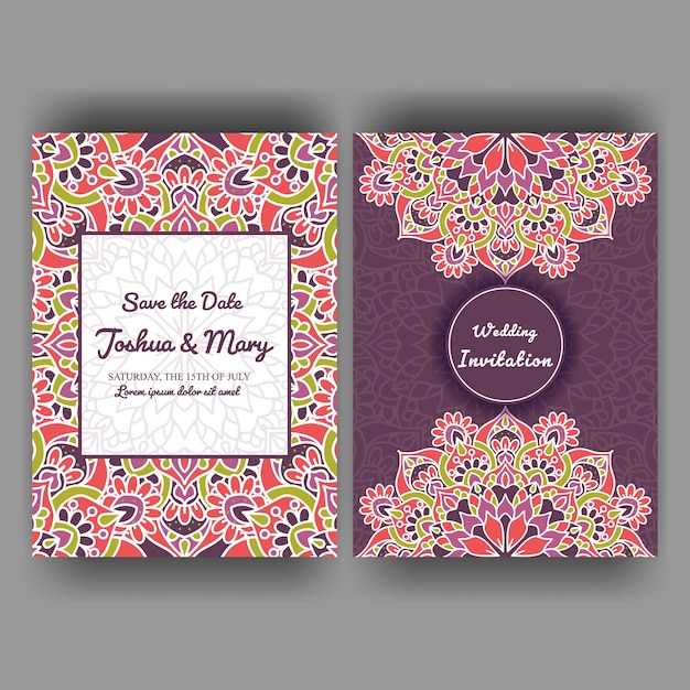 Wedding invitation with mandala ornament