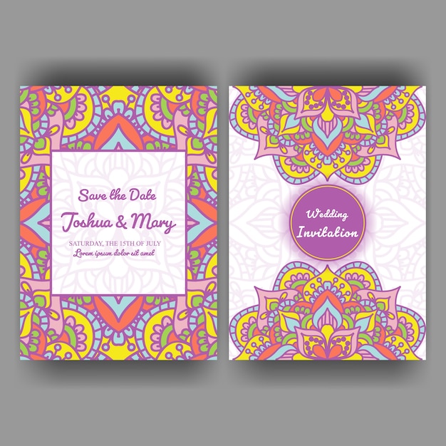 Wedding invitation with mandala ornament