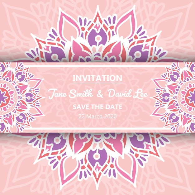 Vector wedding invitation with mandala ornament