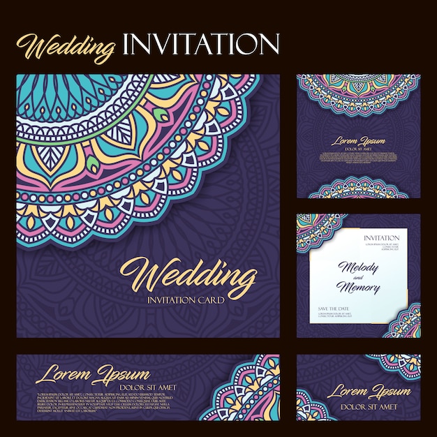 Wedding invitation with mandala