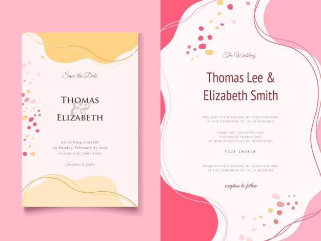 Wedding Invitation with Memphis Style Template