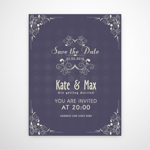 Wedding invitation with ornamental decoration