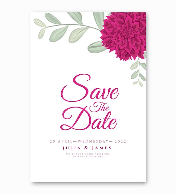 Vector wedding invitation with peony flower