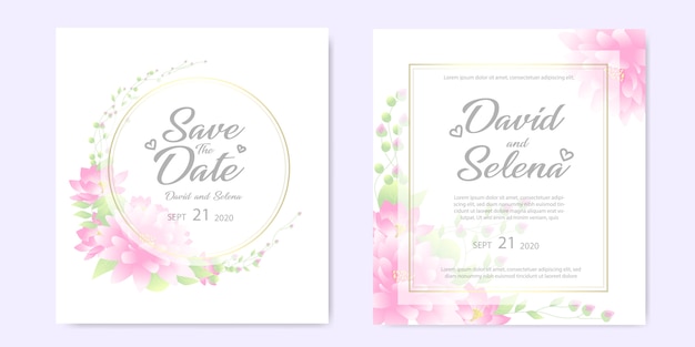 Wedding invitation with pink flowers