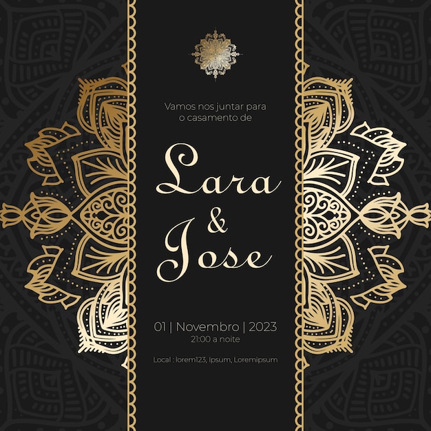 wedding invitation with portuguese ornament decoration