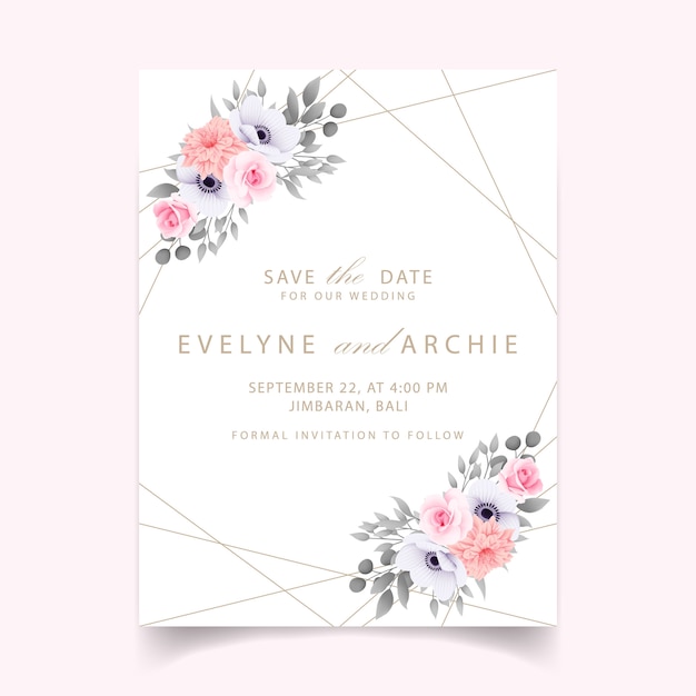 wedding invitation with roses