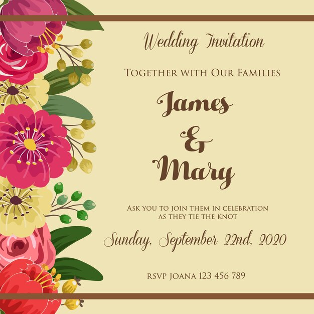 Wedding invitation with spring flower