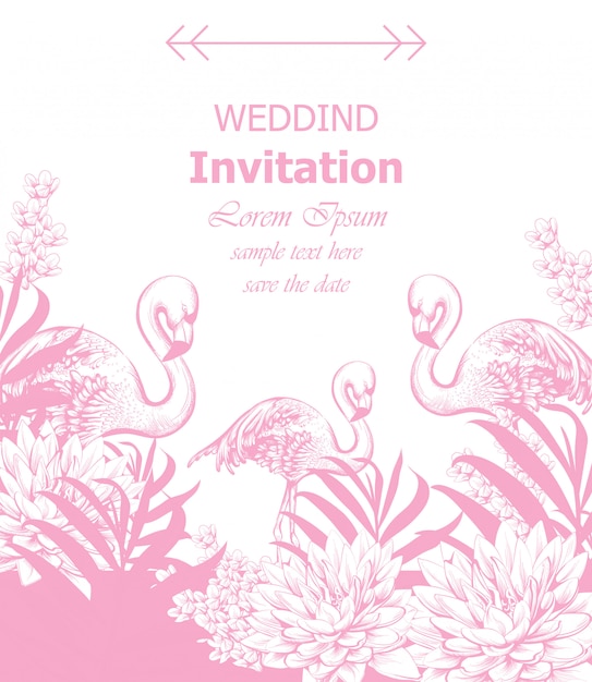 Wedding invitation with summer tropic theme