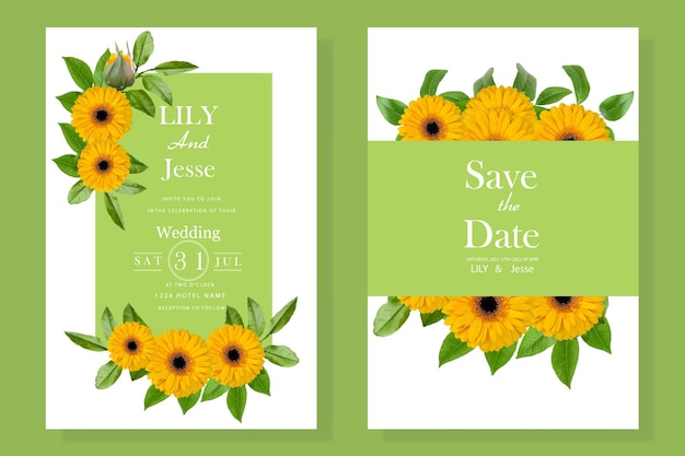 wedding invitation with sunflowers