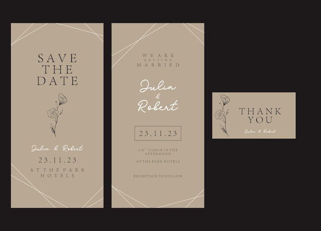 Wedding invitation with thank card design