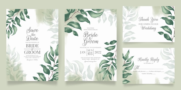 wedding invitation with watercolor background