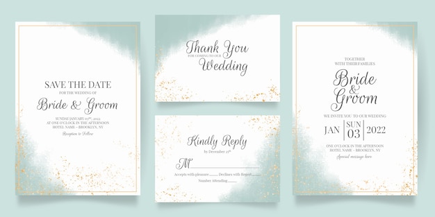 wedding invitation with watercolor background