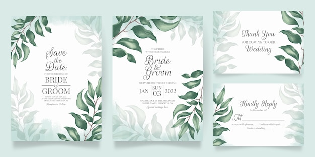 Vector wedding invitation with watercolor background