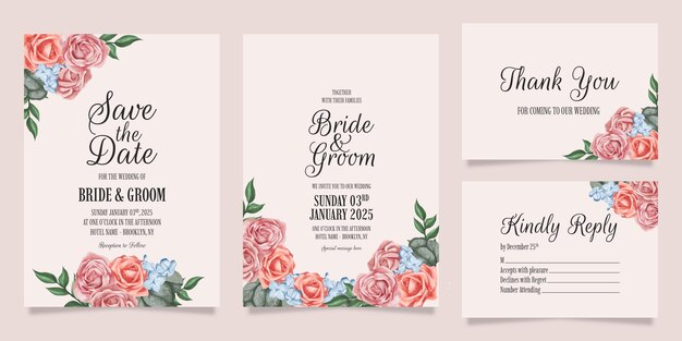 wedding invitation with watercolor floral design