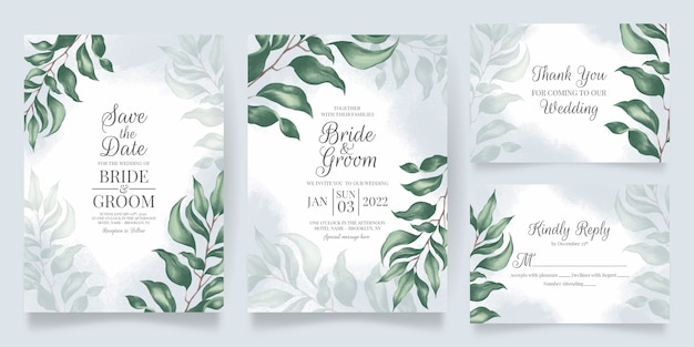 Vector wedding invitation with watercolor illustration