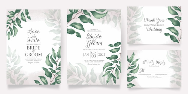 Vector wedding invitation with watercolor illustration