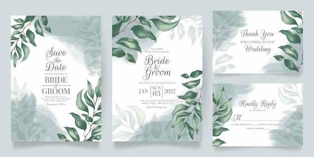 Vector wedding invitation with watercolor illustration